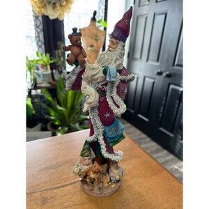 Lenox 2009 Santa's Teddy Bear Workshop annual pencil style Santa sculpture.